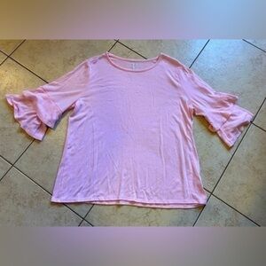 Terra & Sky Pink Flutter Sleeve Knit Blouse Size 2X